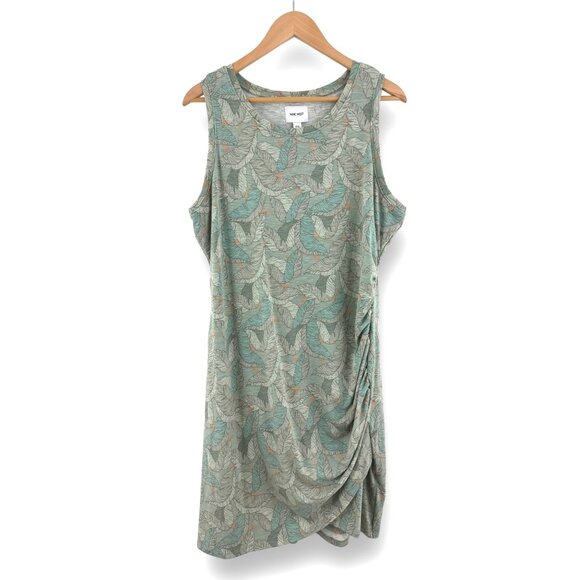 Size XXL 1X 2X FEATHER PRINT SOFT KNIT RUCHED DRESS Summer Fall Tribal Plus Size - Picture 2 of 5